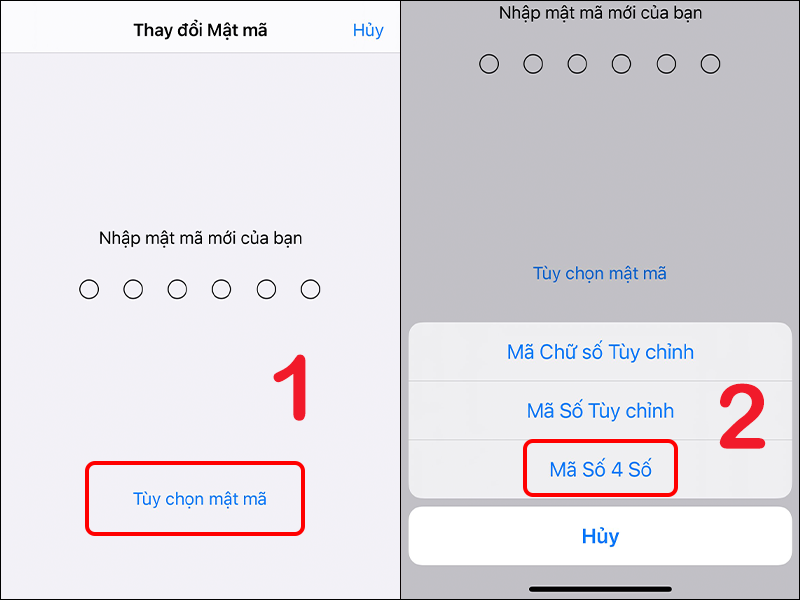 Tùy chọn mật mã 4 chữ số cho iPhone